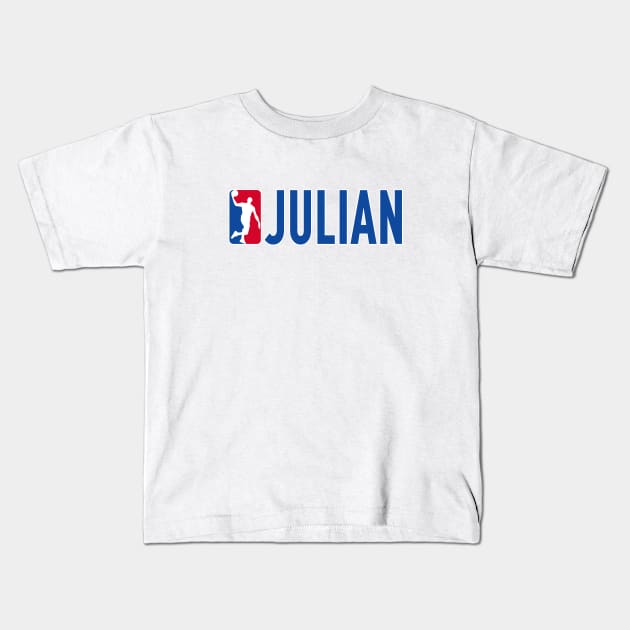 Julian NBA Basketball Custom Player Your Name T-Shirt Kids T-Shirt by Baseball Your Name